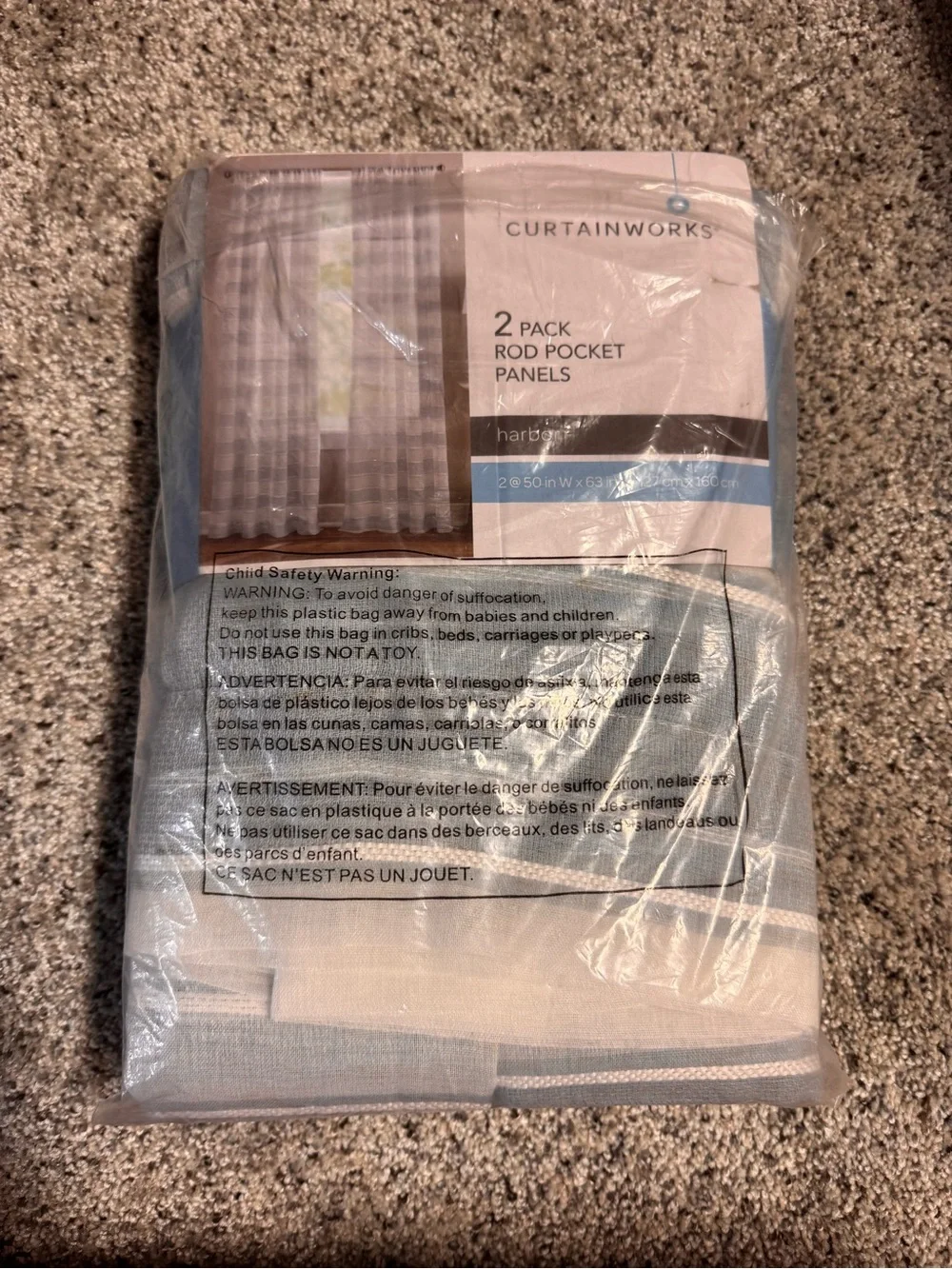 Curtainworks Harbor Sheer Rod Pocket Curtain Panels Blue/White Stripe 50x63 2pk